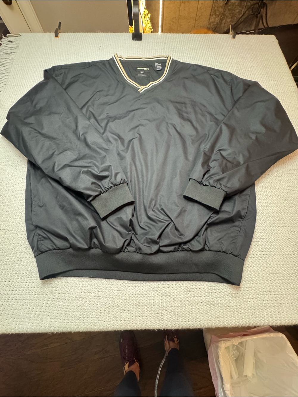 Callaway Black V-Neck Pullover with Contrast Stripe